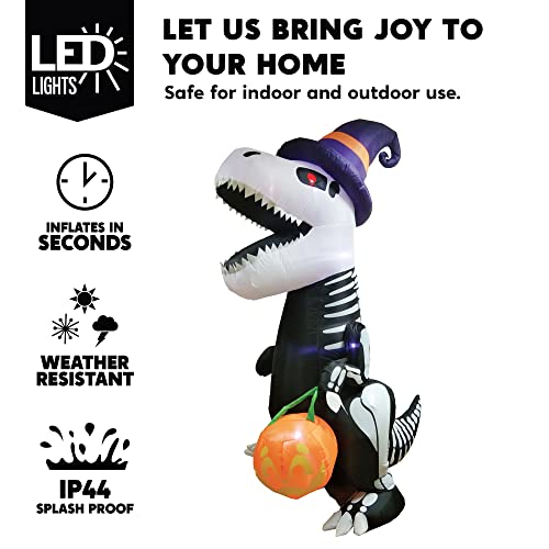 8 FT Inflatable Skeleton Dinosaur with Pumpkin U31545