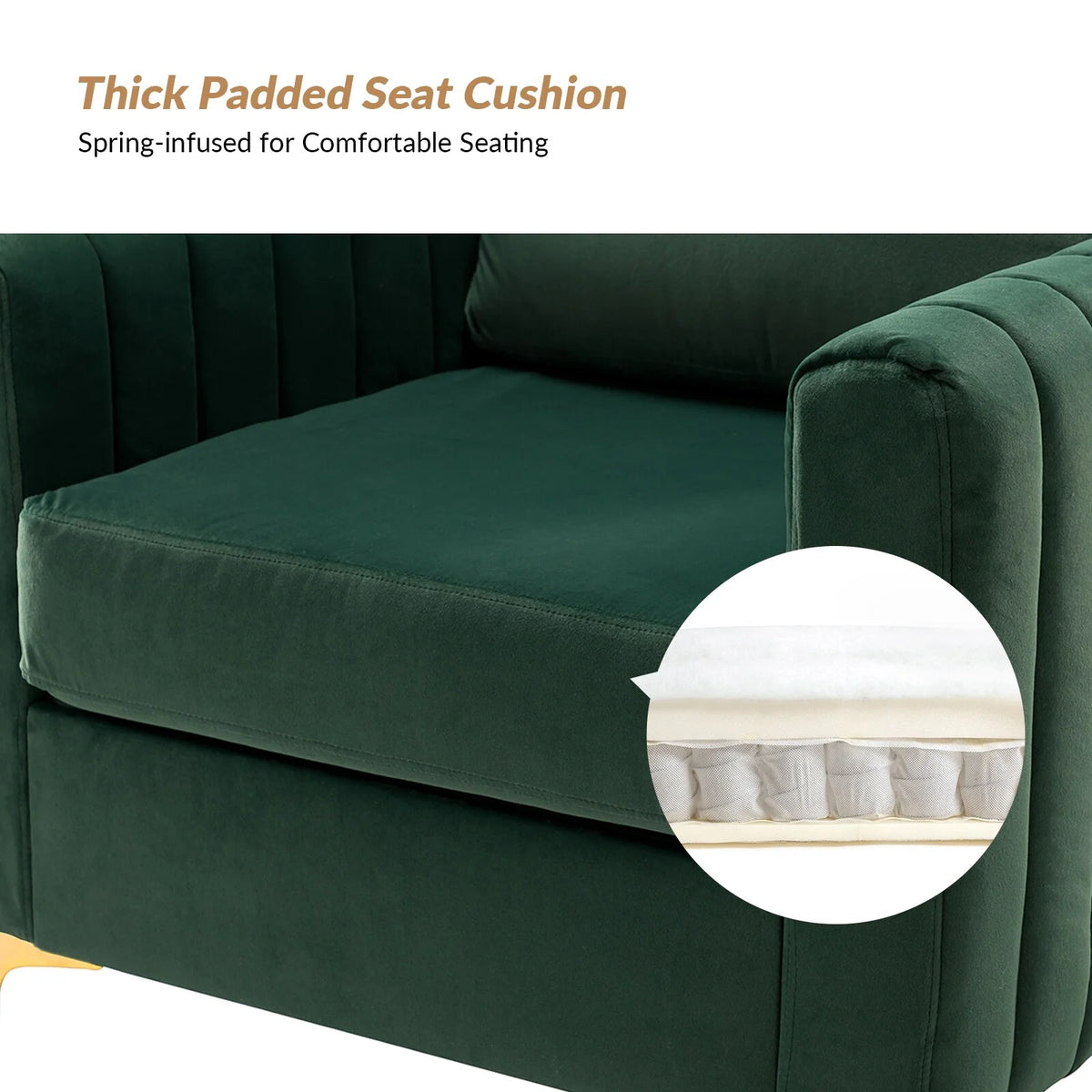 Modern Velvet Accent Arm Chair with Golden Legs N6181