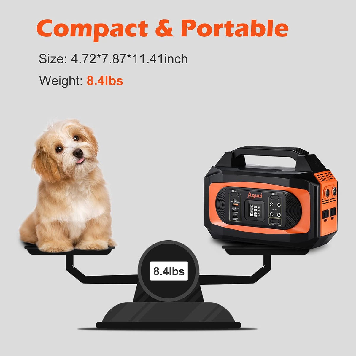 380Wh Portable Power Station with 110V/400W AC Outlets F543671