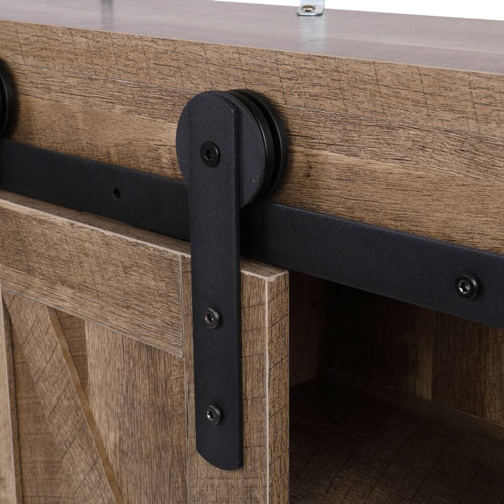 Grey Sliding Barn Door Cabinet TV Stand K5739