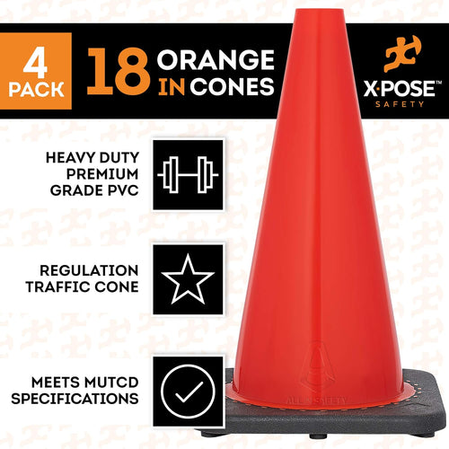 18 Inch Orange PVC Safety Cone Pack of 2 P947176
