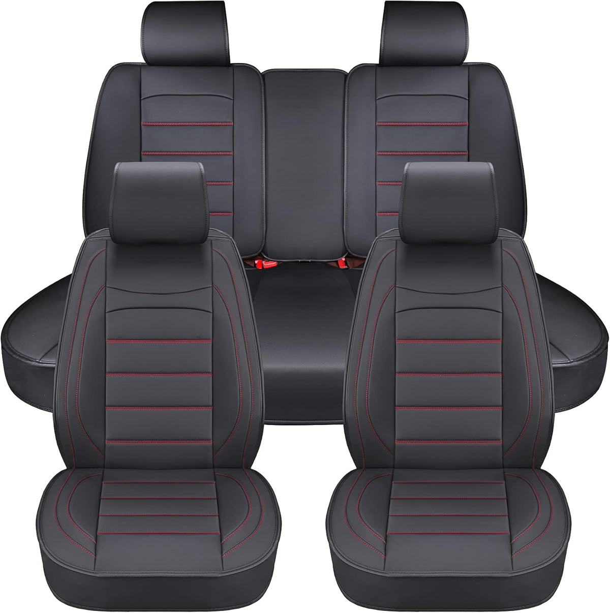 Gray 2Pcs Waterproof Leather Car Seat Covers W4698