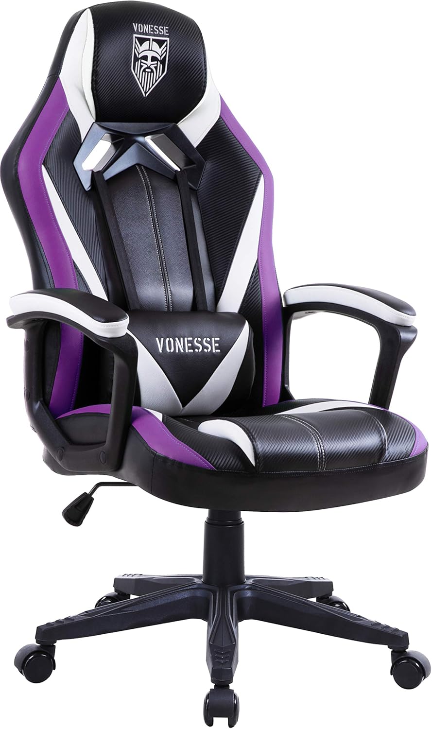 Light Pink Massage Gaming Chair with Castors J259