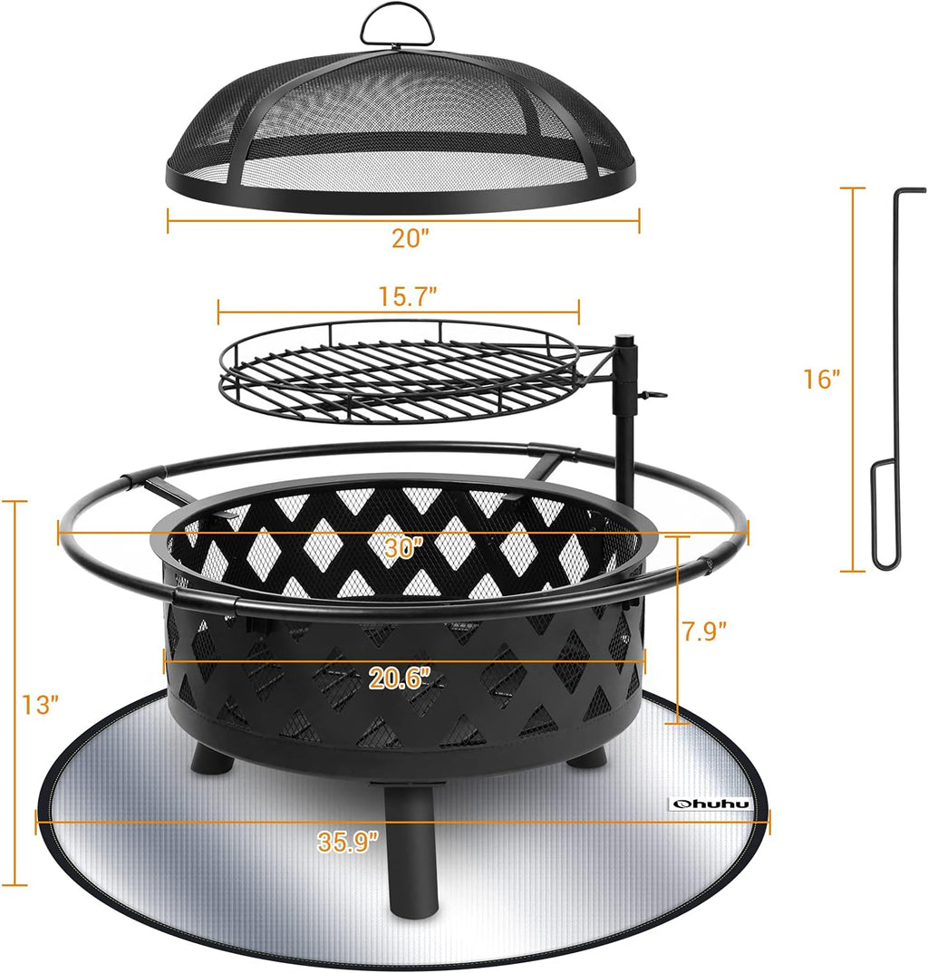 30 Inch Fire Pit with Cooking Grate C806043