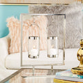 2-Glass Stainless Steel Candle Holder I5331