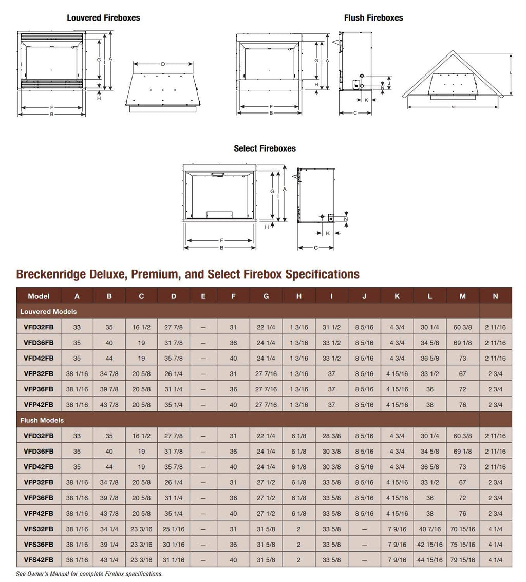 Vent-Free Louvered GAS Firebox H565