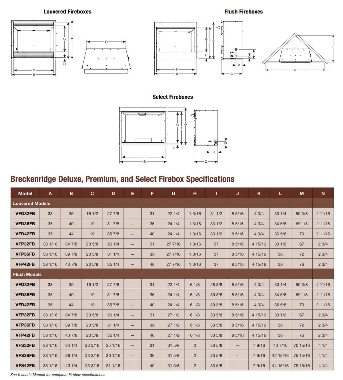 Vent-Free Louvered GAS Firebox H565
