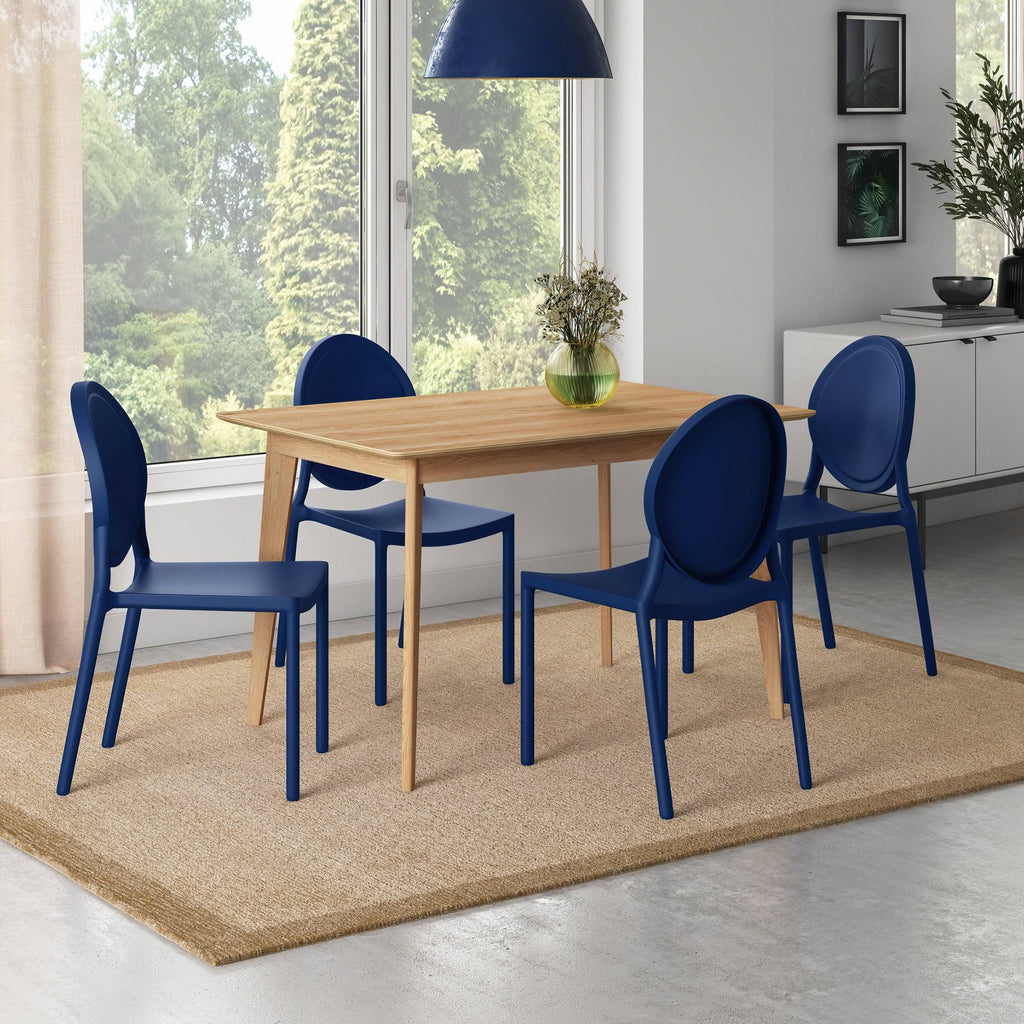Set of 4 Matte Navy Blue Stackable Side Chairs X916