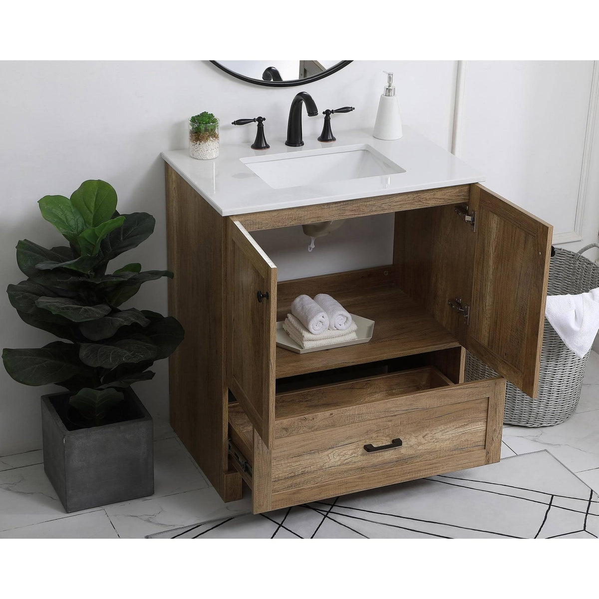 18 inch Natural Oak Vanity Cabinet Set G75264