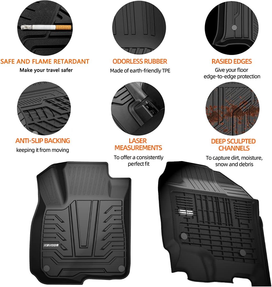 Black TPE All-Weather Car Floor Mats 3 Pieces F31733