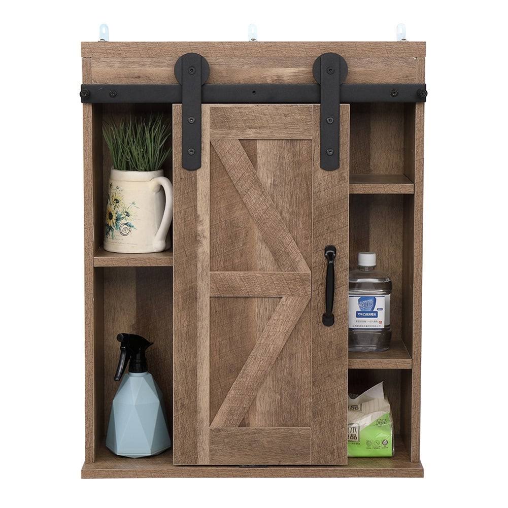 Grey Sliding Barn Door Cabinet TV Stand K5739