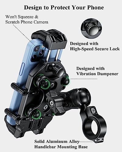 Motorcycle Phone Holder with Vibration Dampener Handlebar Mount O184