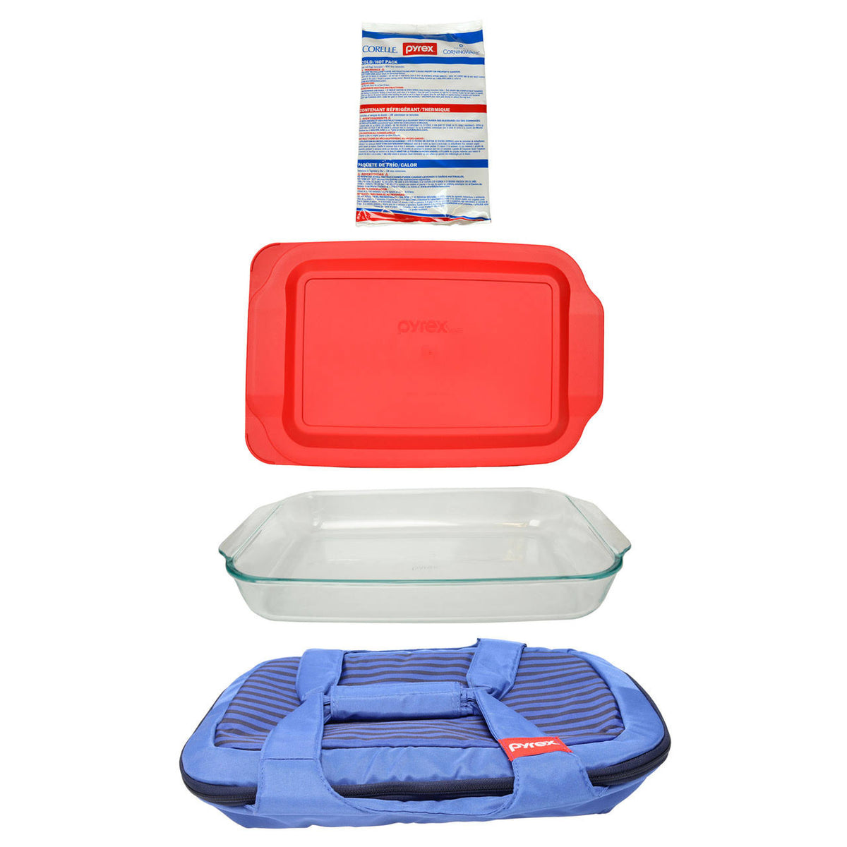 Blue Carry Tote with Glass Baking Dish and Lid B518