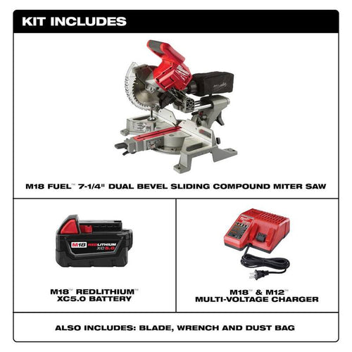 18V Cordless 7-1/4 in. Dual Bevel Sliding Compound Miter Saw Kit C837