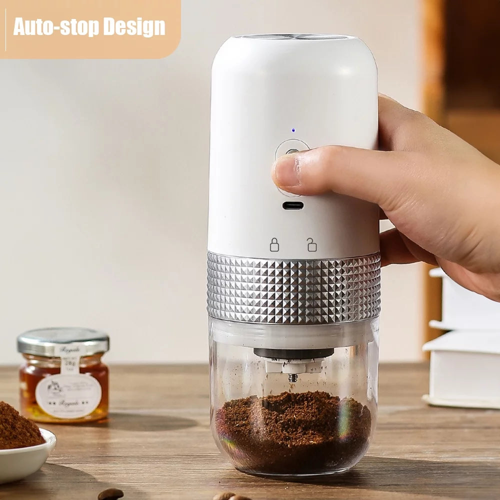 Portable Electric Burr Coffee Grinder 13W 200ml USB Rechargeable Adjustable Cordless L248