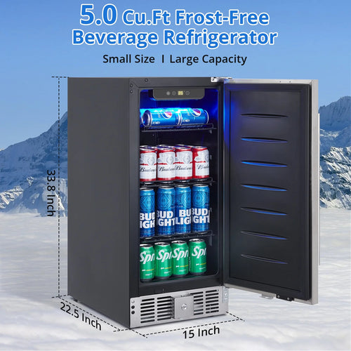 15 Inch Weather Proof Stainless Steel Beverage Refrigerator 110 Cans A65269
