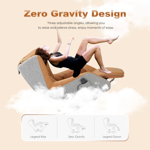 Zero-Gravity Massage Chair 360° Swivel Heat White C914