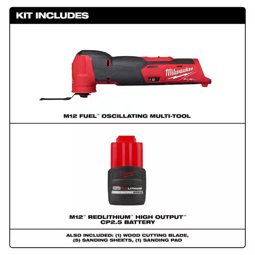 12V Cordless Oscillating Multi-Tool with 2.5 Ah Battery Pack Z495