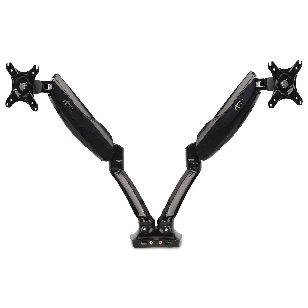 Heavy-Duty Articulating Dual Monitor Arm with USB & Audio 32" Black B141