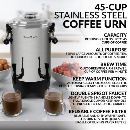 1000-Watt 45-Cup Stainless Steel Coffee Urn G6705
