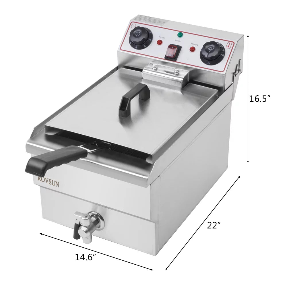 12.5QT Stainless Steel Electric Deep Fryer J724085