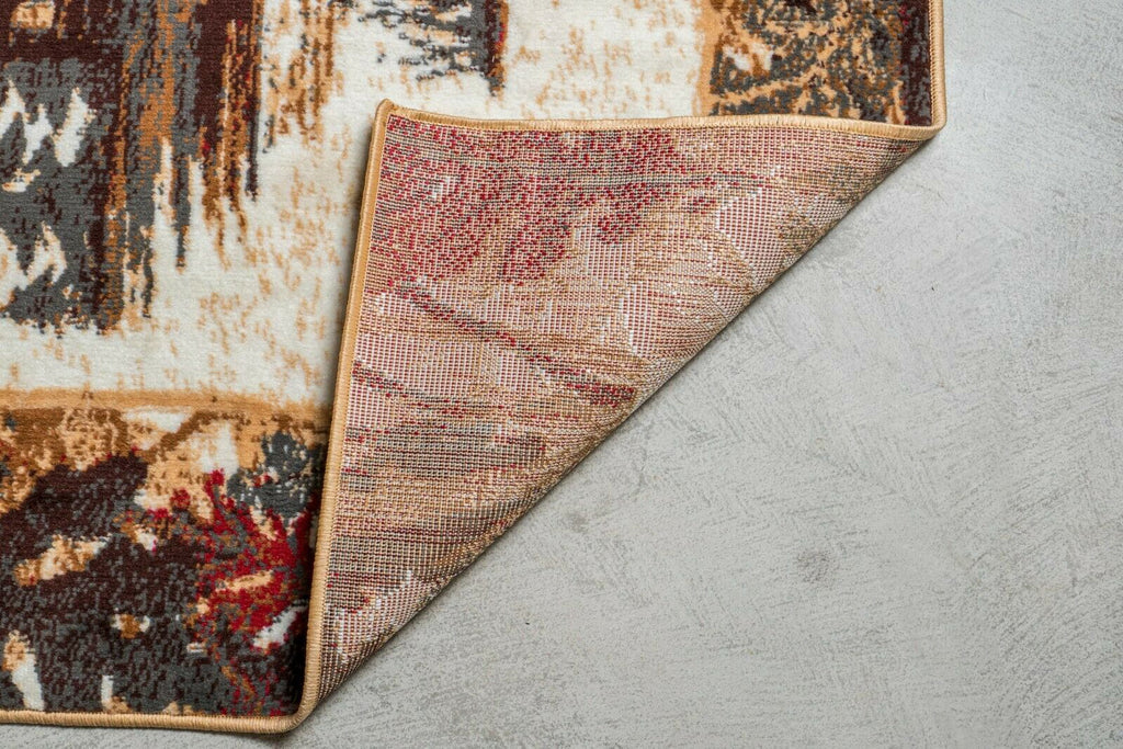 Multicolor Distressed Pattern Rug with Jute Backing J973